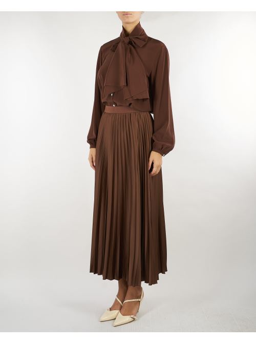 Camicia Tabacco in seta lavata con fiocco MLLMORA 4 MARELLA 