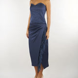 Gonna Blu a tubino in satin con piume MLLSOTTILE 3 MARELLA 