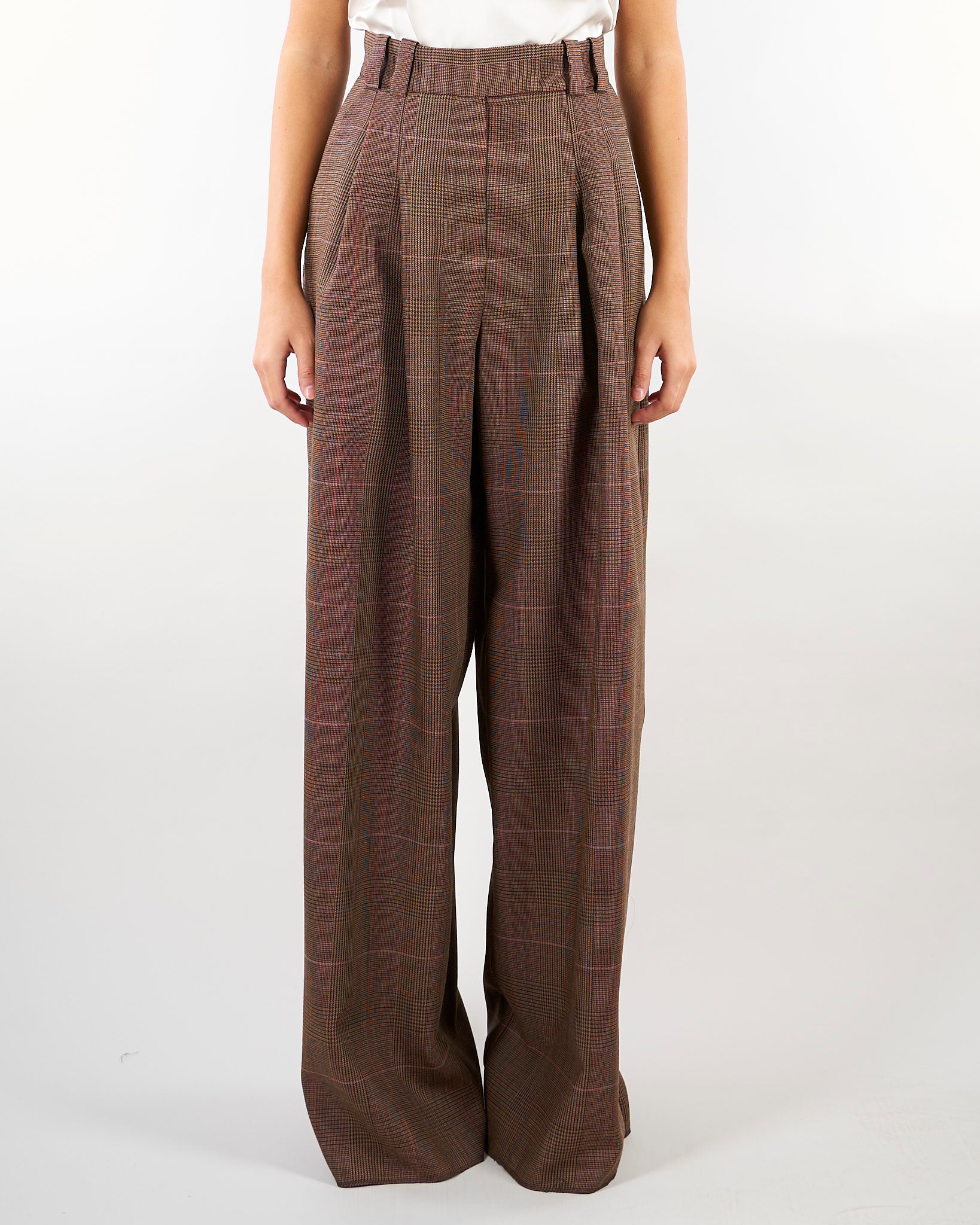 Pantalone Marrone wide leg in lana leggera MLLVERBENA 1 MARELLA 