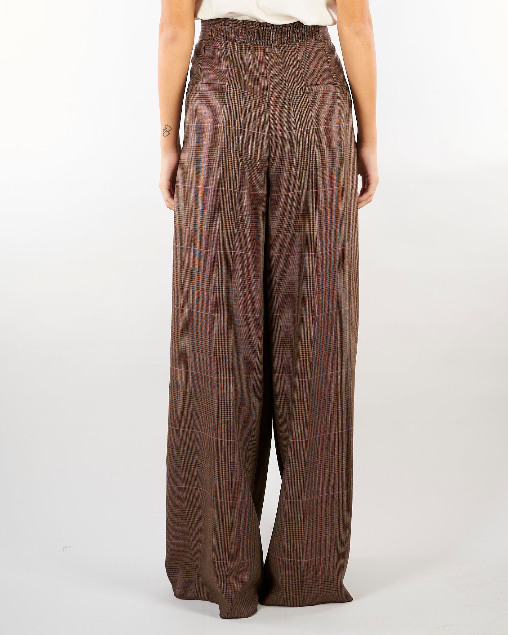 Pantalone Marrone wide leg in lana leggera MLLVERBENA 1 MARELLA 