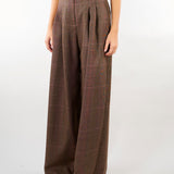 Pantalone Marrone wide leg in lana leggera MLLVERBENA 1 MARELLA 