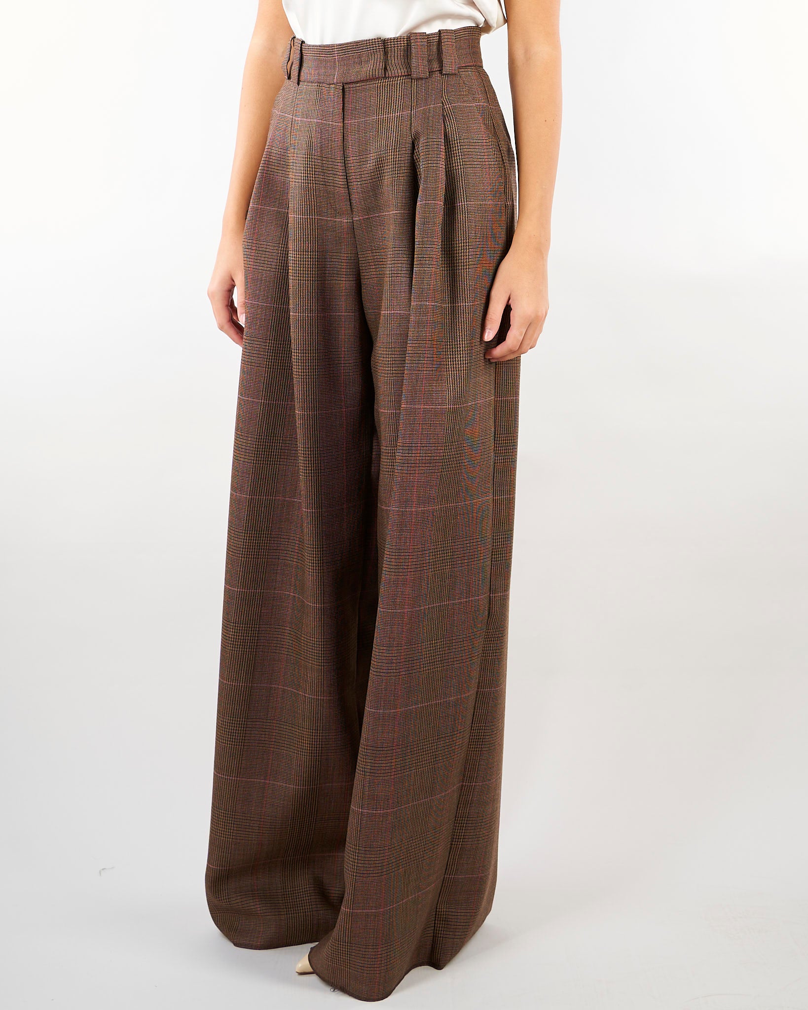 Pantalone Marrone wide leg in lana leggera MLLVERBENA 1 MARELLA 