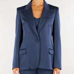 Blazer Blu monopetto in satin MLLZIMINO 3 MARELLA 