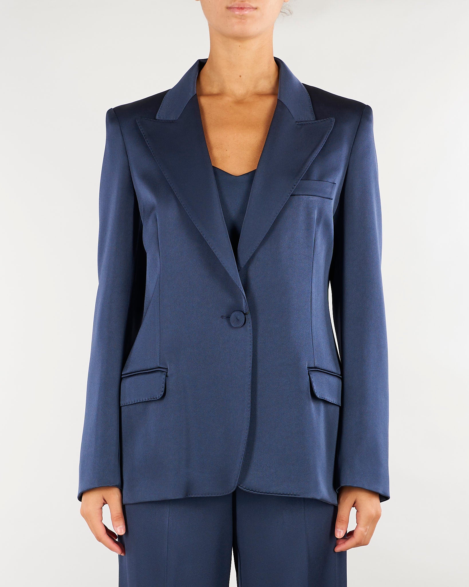 Blazer Blu monopetto in satin MLLZIMINO 3 MARELLA 