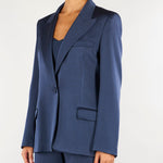 Blazer Blu monopetto in satin MLLZIMINO 3 MARELLA 