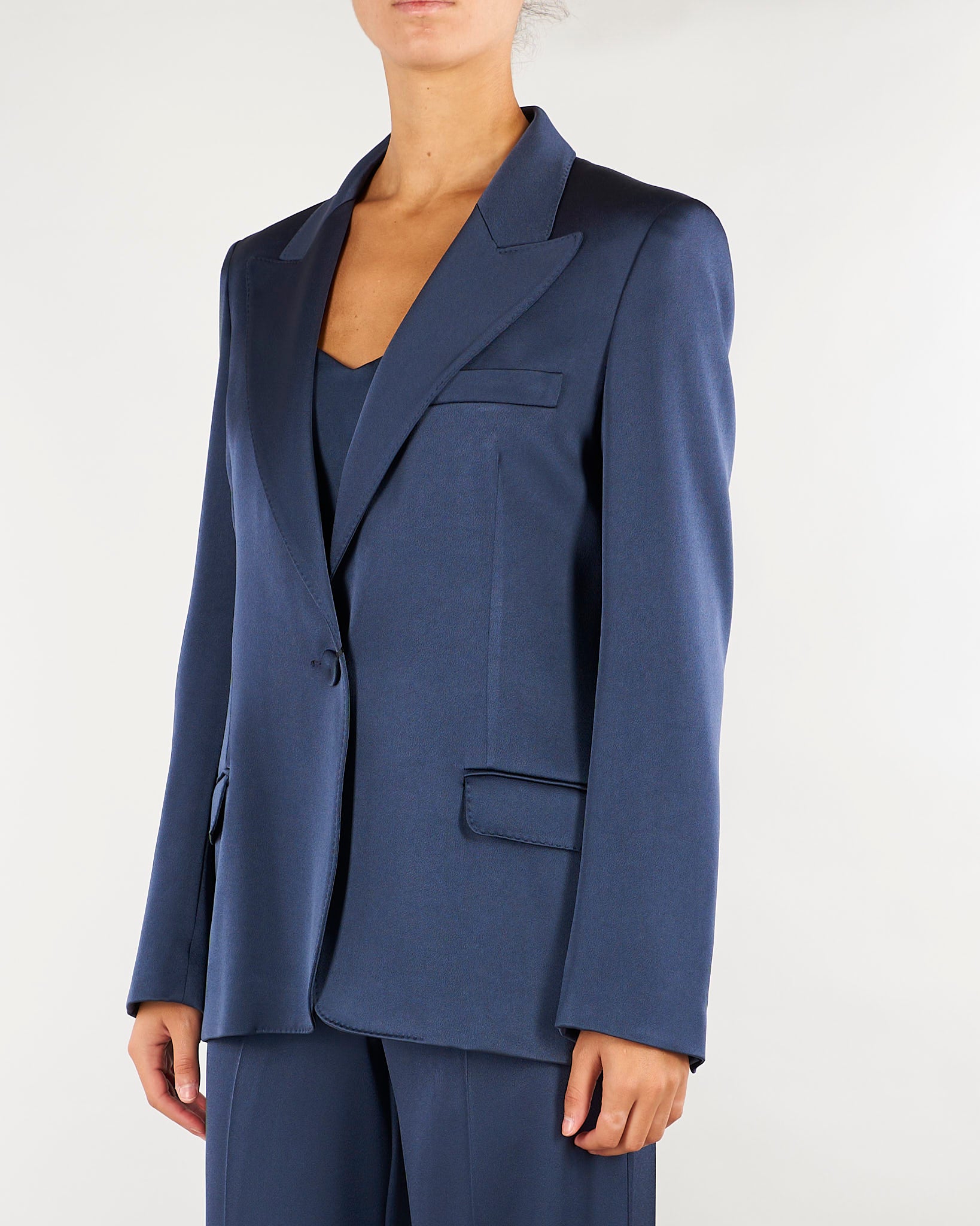 Blazer Blu monopetto in satin MLLZIMINO 3 MARELLA 