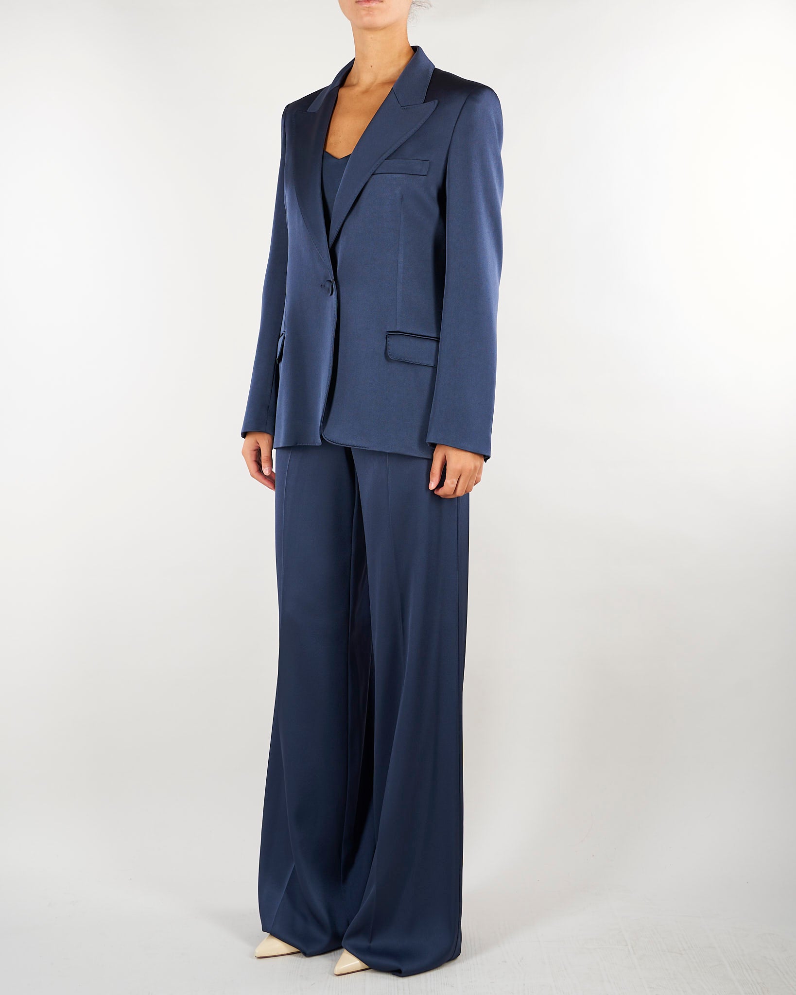 Blazer Blu monopetto in satin MLLZIMINO 3 MARELLA 