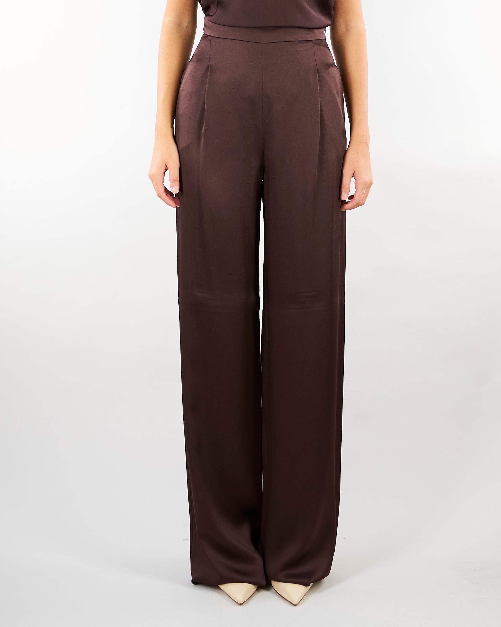 Pantalone Moro palazzo in envers satin MSEALPACA 60 MAX MARA STUDIO 
