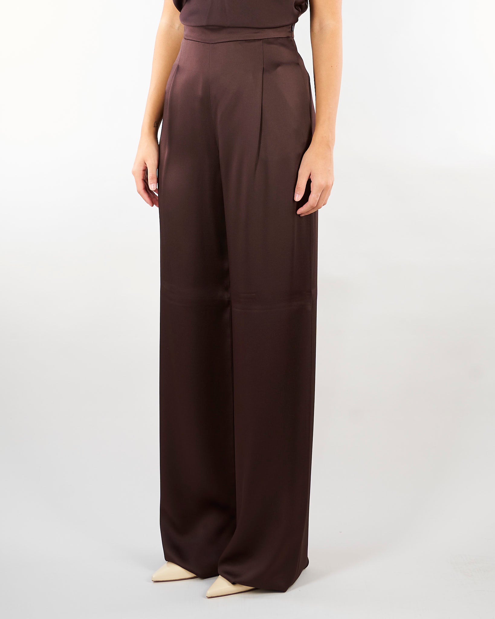 Pantalone Moro palazzo in envers satin MSEALPACA 60 MAX MARA STUDIO 