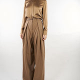 Pantalone Beige ampio in saglia di lana MSTAERE 20 MAX MARA STUDIO 