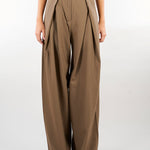 Pantalone Tortora ampio in saglia di lana MSTAERE 21 MAX MARA STUDIO 