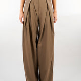 Pantalone Tortora ampio in saglia di lana MSTAERE 21 MAX MARA STUDIO 