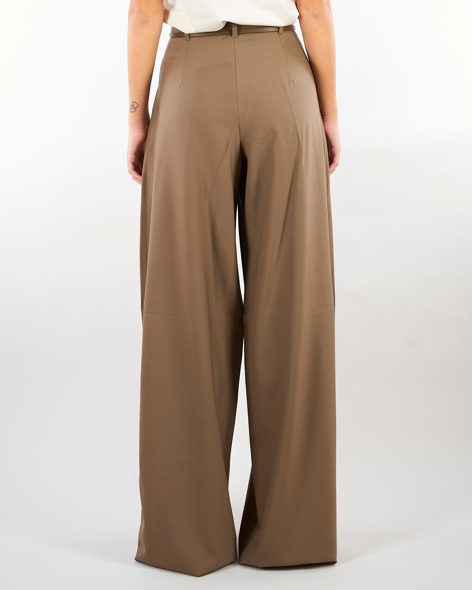 Pantalone Tortora ampio in saglia di lana MSTAERE 21 MAX MARA STUDIO 