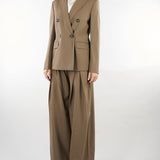 Pantalone Tortora ampio in saglia di lana MSTAERE 21 MAX MARA STUDIO 