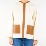 Cappotto Panna-Cuoio con cappuccio in lana, seta e cachemire MSTCOMICA 3 MAX MARA STUDIO 