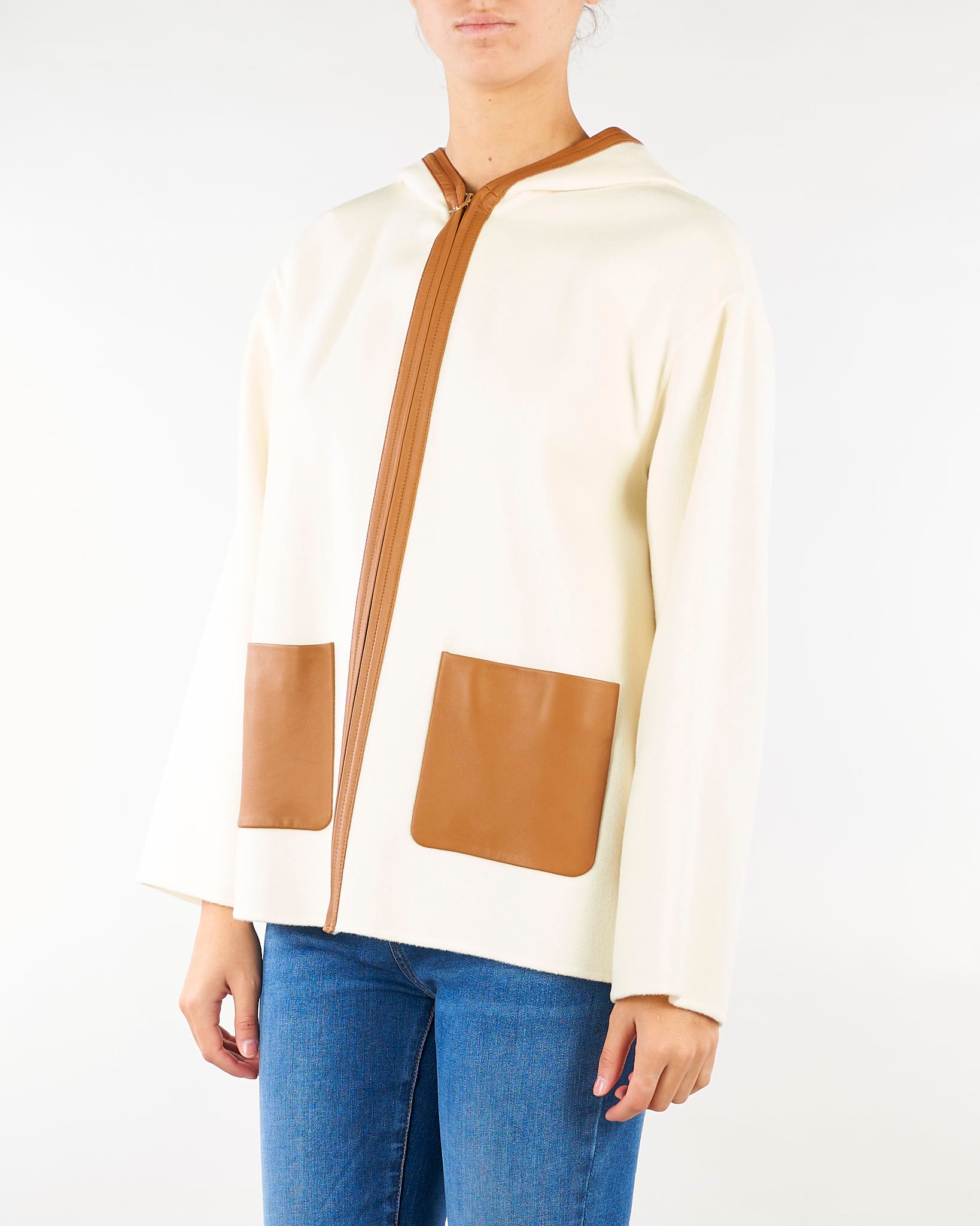 Cappotto Panna-Cuoio con cappuccio in lana, seta e cachemire MSTCOMICA 3 MAX MARA STUDIO 
