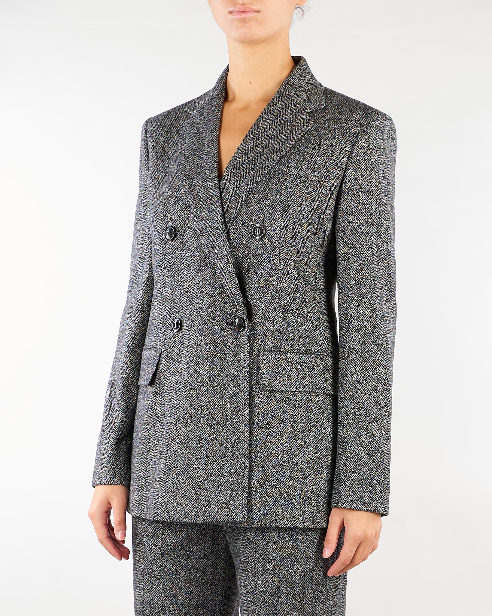 Blazer Nero-Bianco doppiopetto in jersey jacquard MSTCRESTA 1 MAX MARA STUDIO 