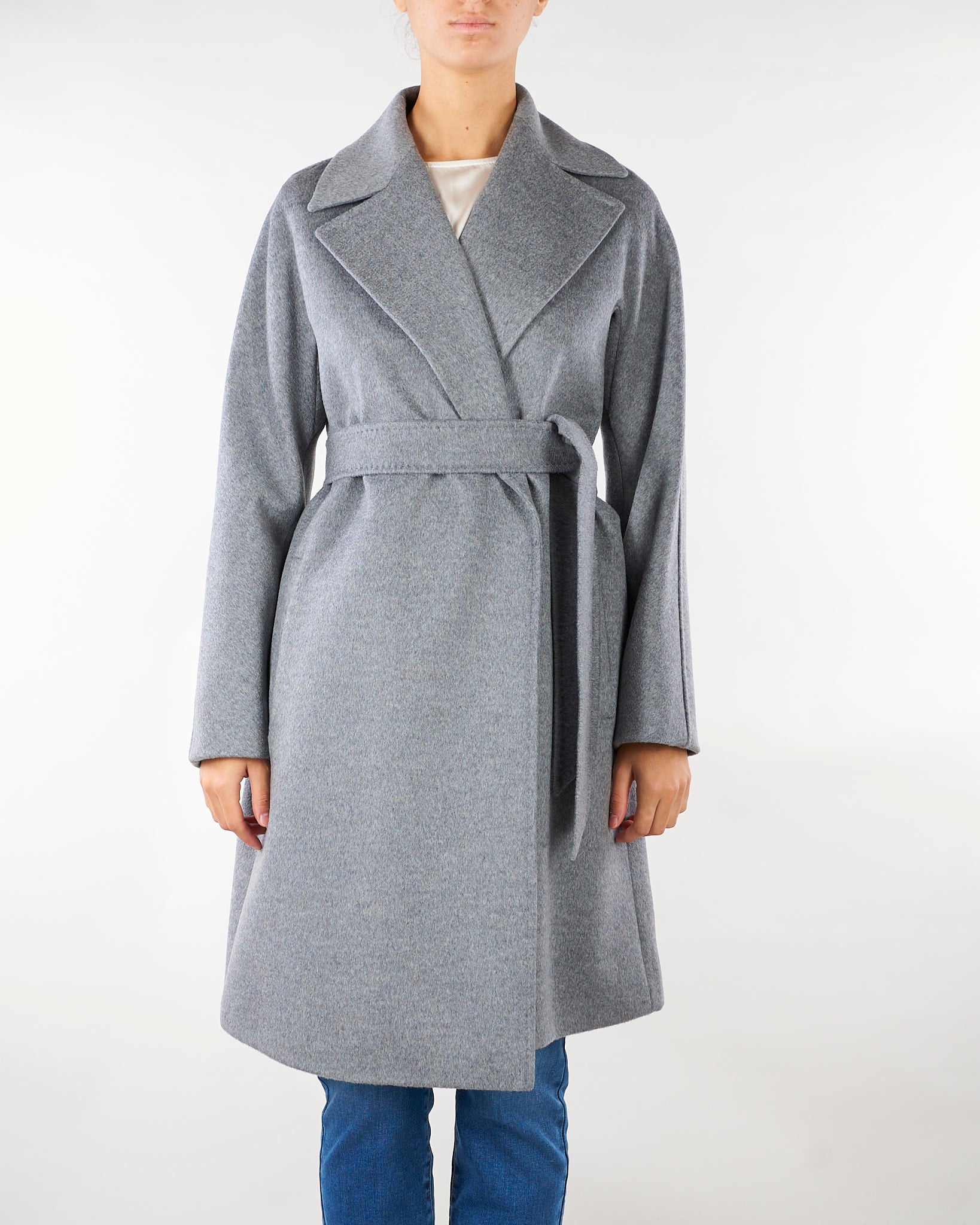 Cappotto Grigio a vestaglia in drap di lana MSTDRAVENNA 11 MAX MARA STUDIO 
