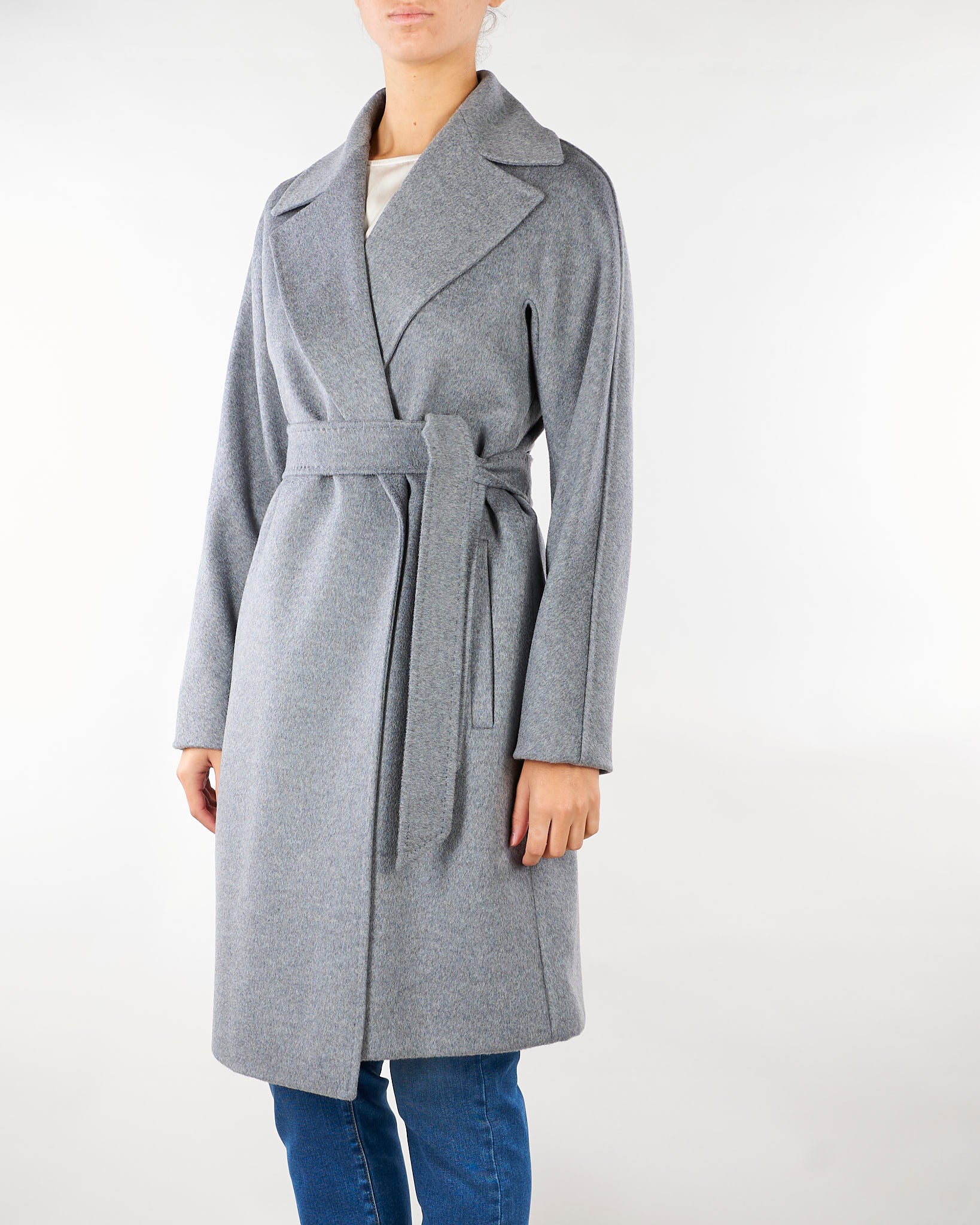 Cappotto Grigio a vestaglia in drap di lana MSTDRAVENNA 11 MAX MARA STUDIO 