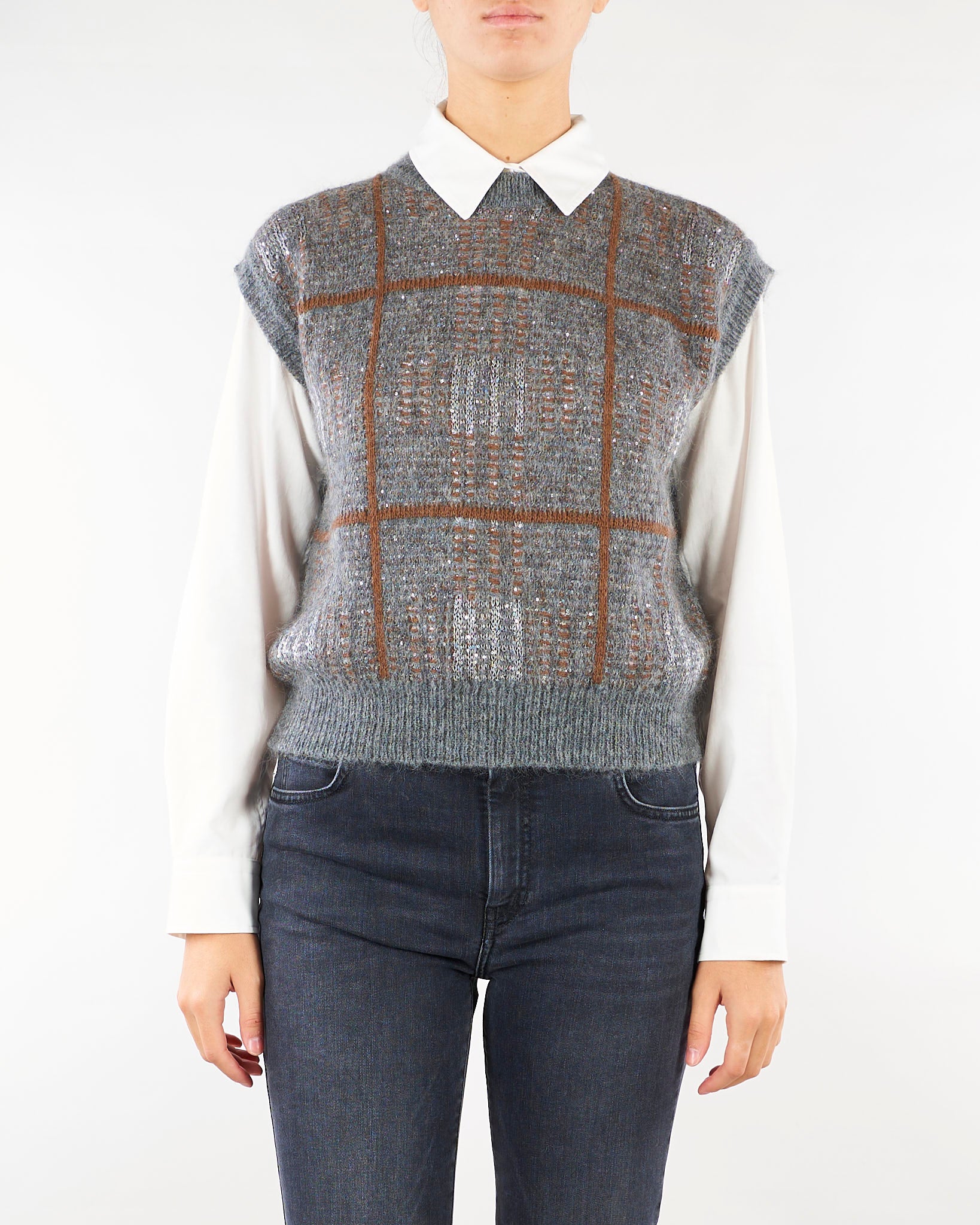 Gilet Grigio in lana, mohair e cachemire MSTEPOPEA 1 MAX MARA STUDIO 