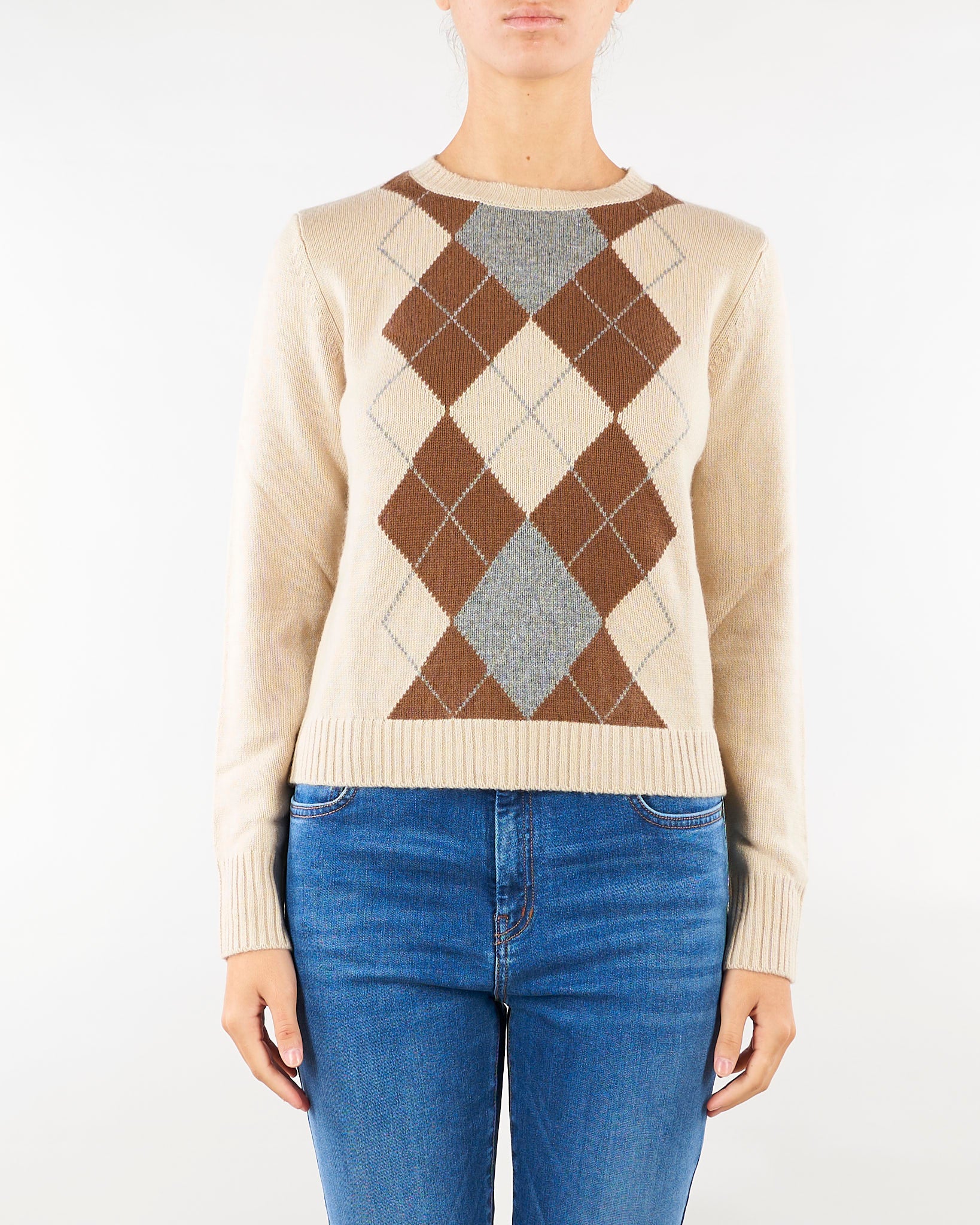 Maglia Beige in lana e cachemire Argyle MSTFARAONE 1 MAX MARA STUDIO 