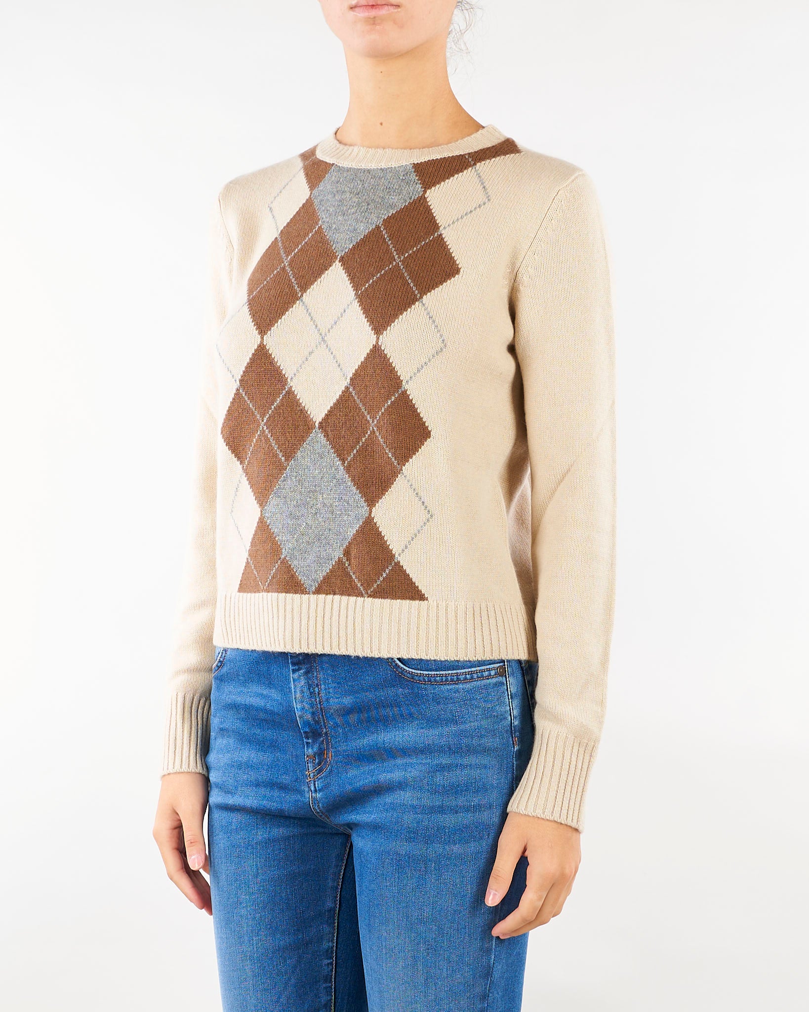 Maglia Beige in lana e cachemire Argyle MSTFARAONE 1 MAX MARA STUDIO 