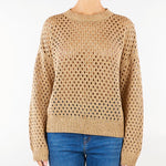 Maglia Beige boxy in cotone con paillette MSTGEYSER 1 MAX MARA STUDIO 