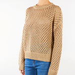 Maglia Beige boxy in cotone con paillette MSTGEYSER 1 MAX MARA STUDIO 