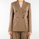 Blazer Tortora doppiopetto in saglia di lana MSTGIOIOSA 21 MAX MARA STUDIO 