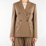 Blazer Tortora doppiopetto in saglia di lana MSTGIOIOSA 21 MAX MARA STUDIO 