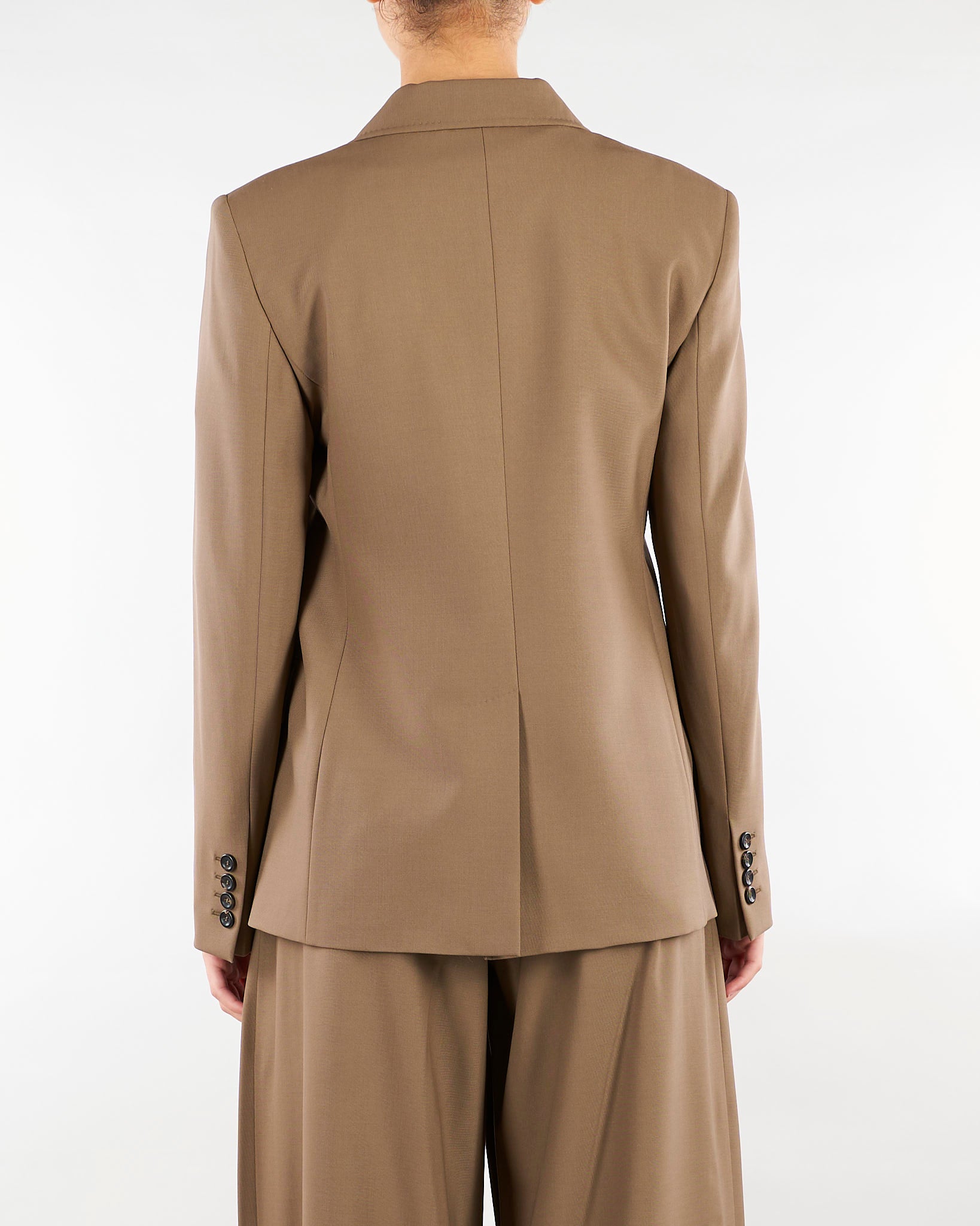 Blazer Tortora doppiopetto in saglia di lana MSTGIOIOSA 21 MAX MARA STUDIO 