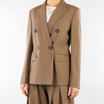 Blazer Tortora doppiopetto in saglia di lana MSTGIOIOSA 21 MAX MARA STUDIO 