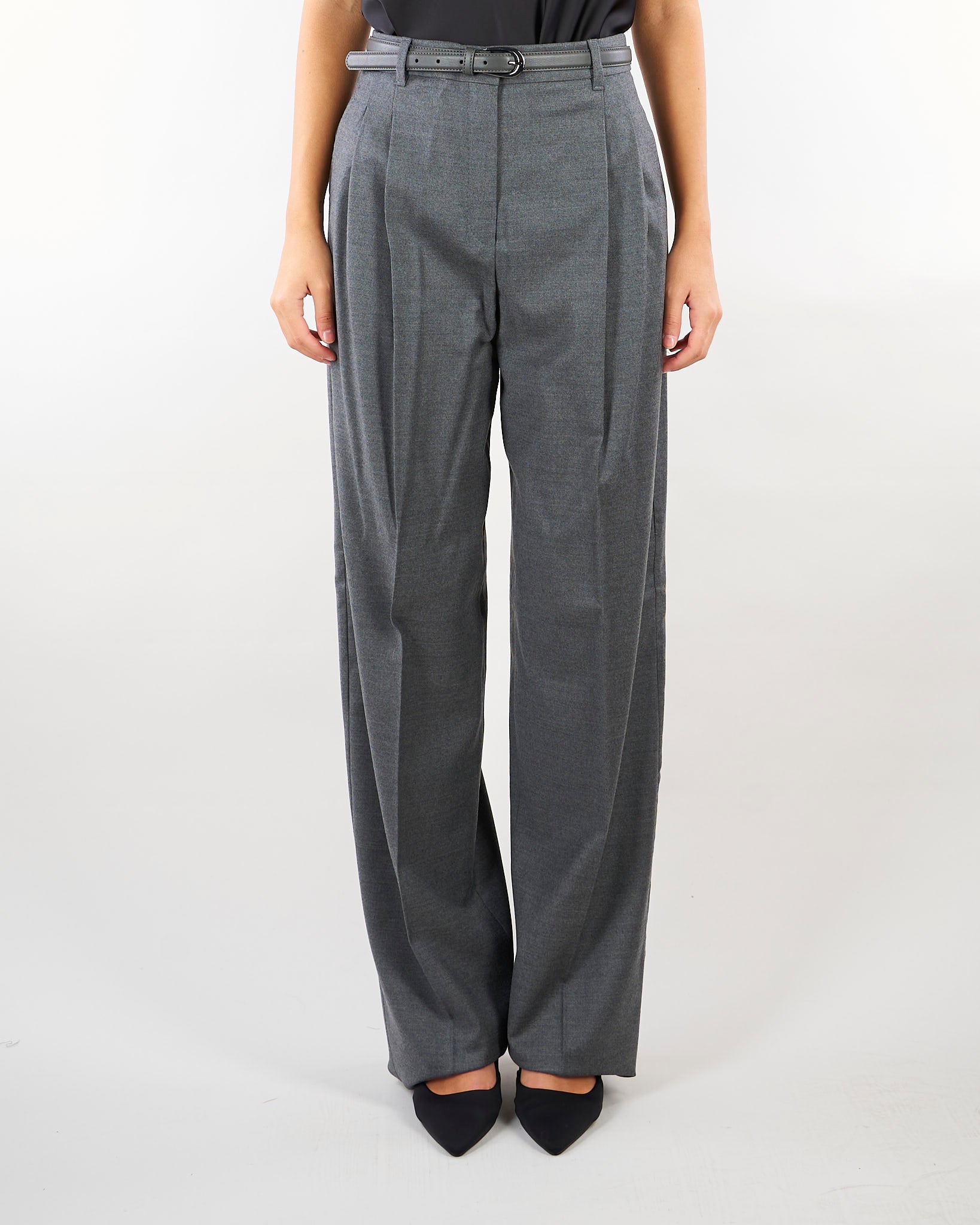 Pantalone Grigio in flanella di lana MSTLAGO 3 MAX MARA STUDIO 