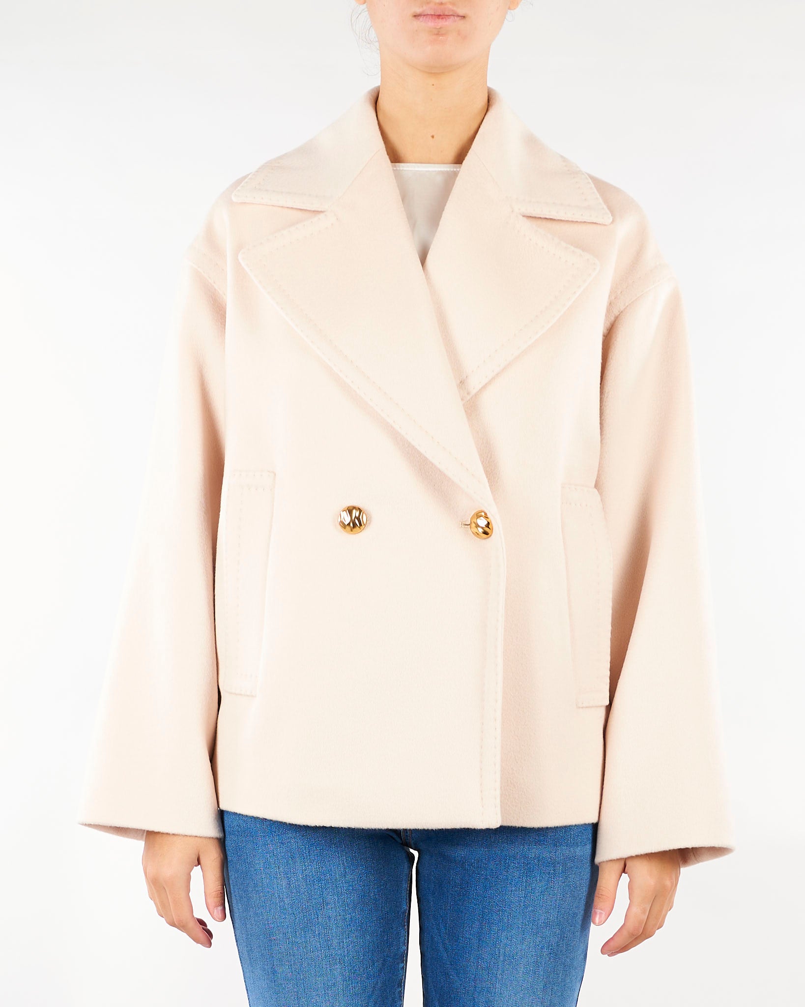 Caban Crema doppiopetto in drap di lana MSTSNOB 83 MAX MARA STUDIO 