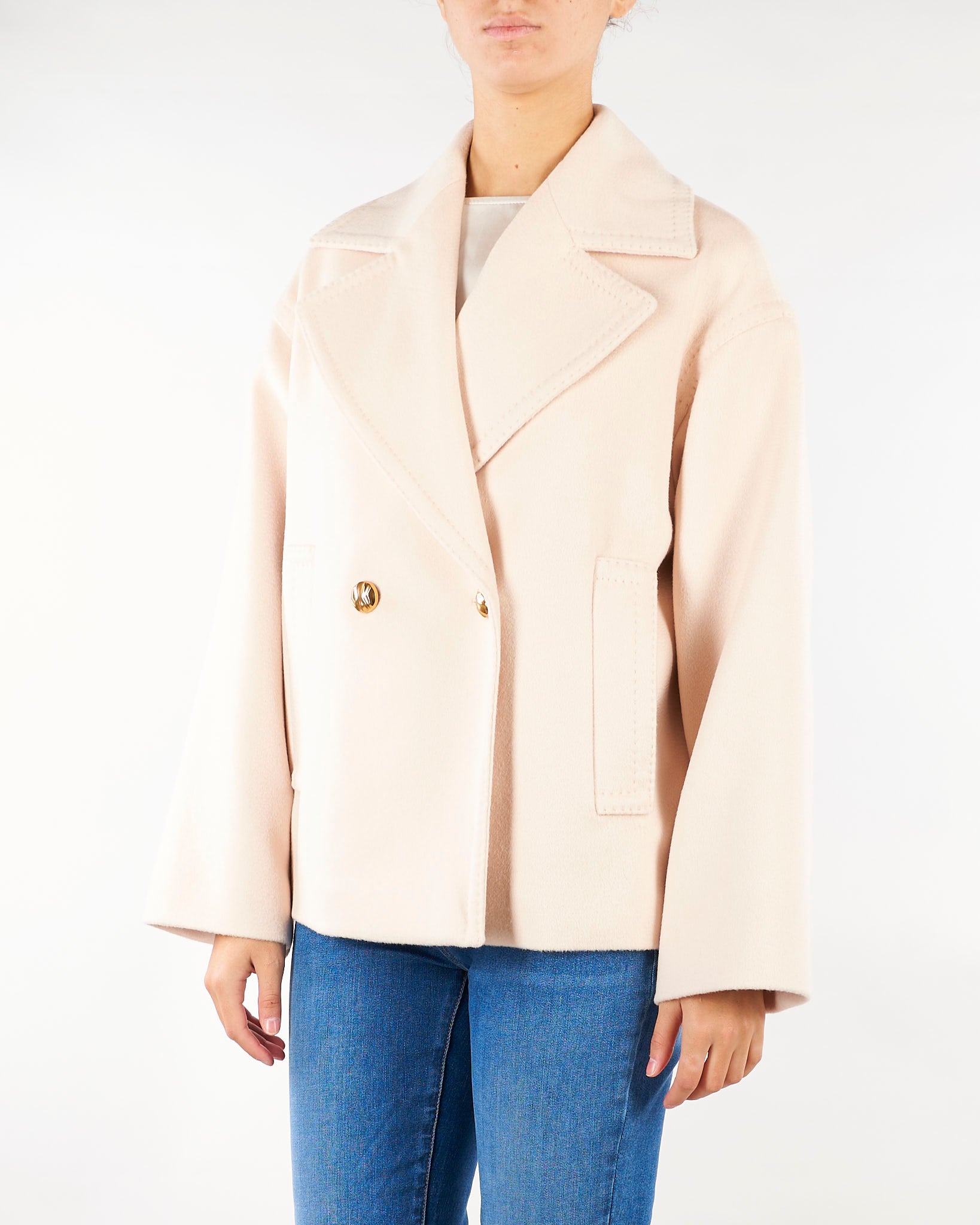 Caban Crema doppiopetto in drap di lana MSTSNOB 83 MAX MARA STUDIO 
