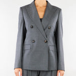 Blazer Grigio doppiopetto in flanella di lana MSTUDITORE 3 MAX MARA STUDIO 