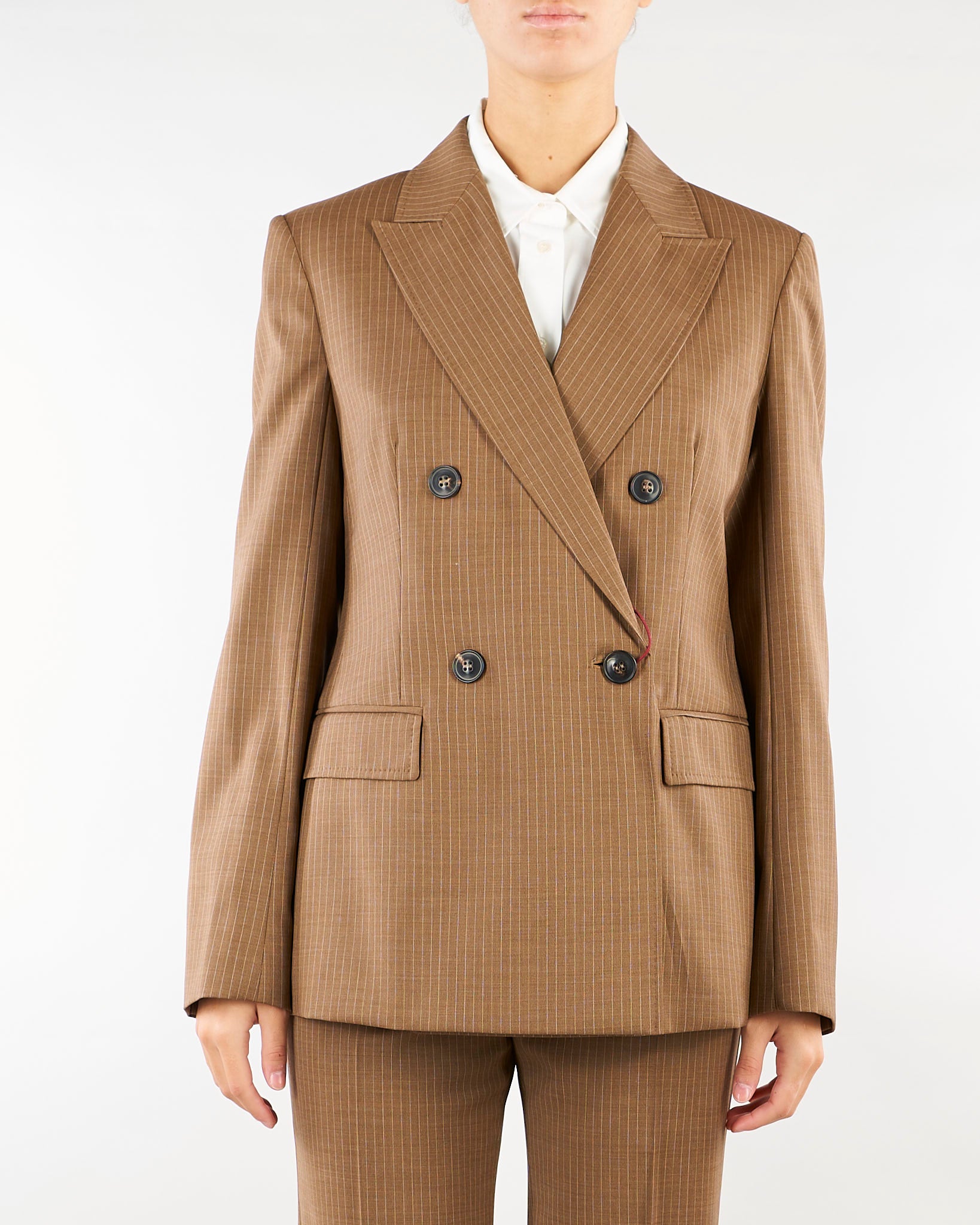 Giacca Terra doppiopetto in tela di lana MSTUMICO 5 MAX MARA STUDIO 