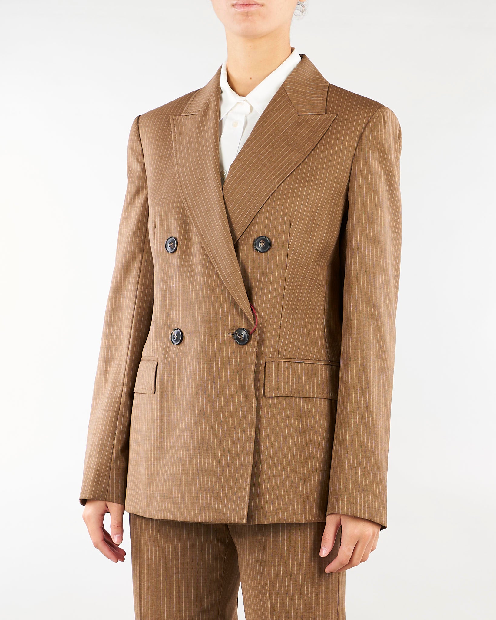 Giacca Terra doppiopetto in tela di lana MSTUMICO 5 MAX MARA STUDIO 