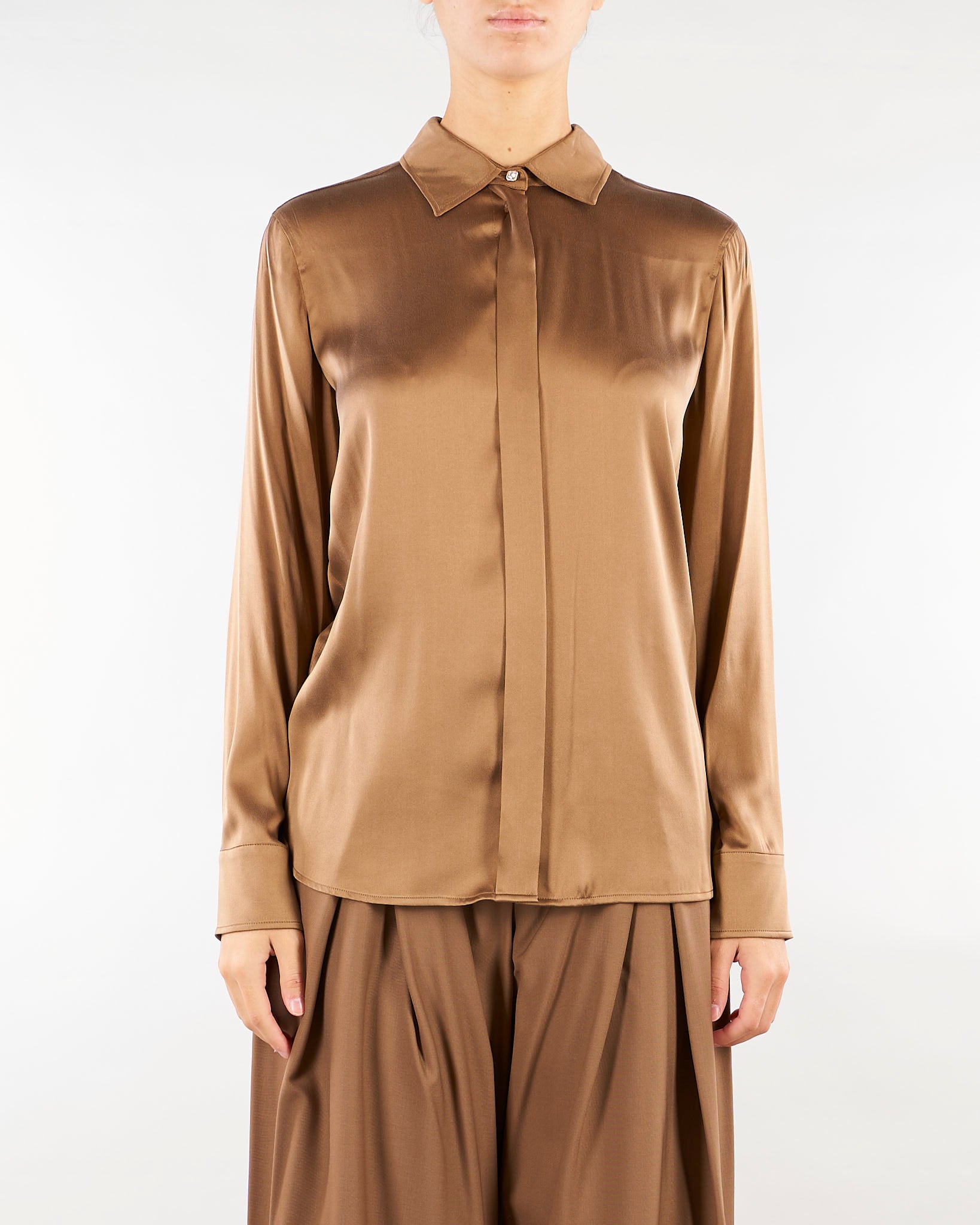 Camicia Cuoio in raso di seta MSTXERO 94 MAX MARA STUDIO 
