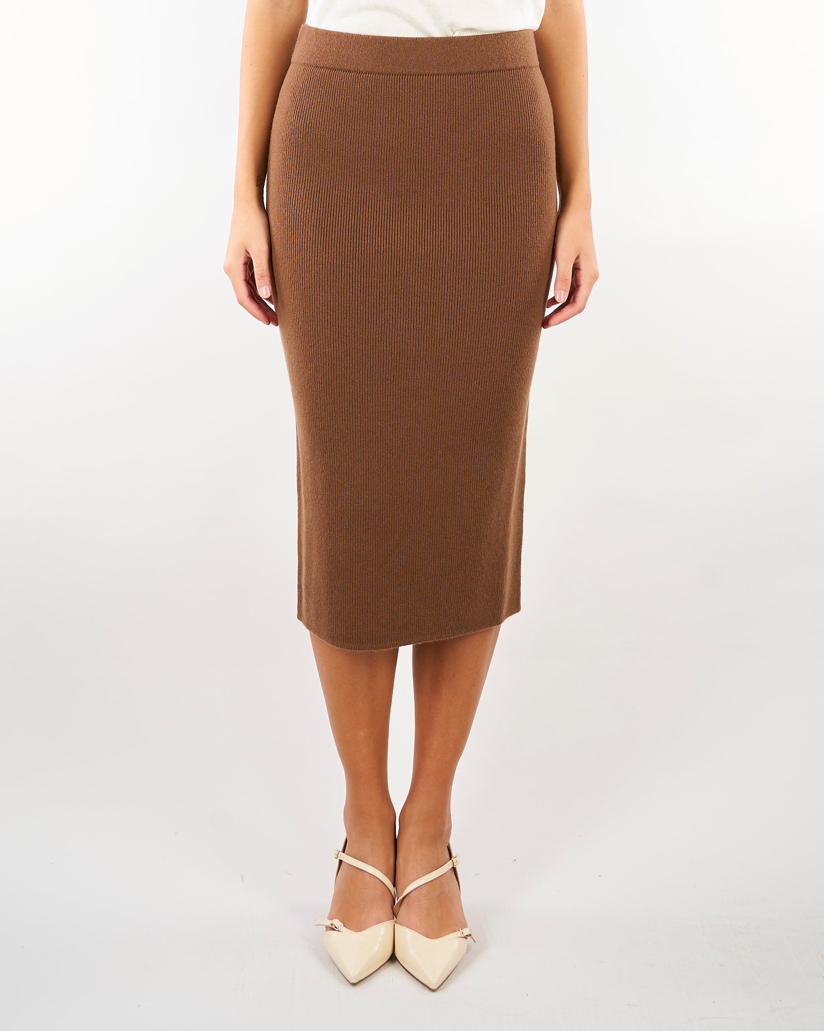 Gonna tubino Cuoio in lana e cachemire MSTZUCCA 6 MAX MARA STUDIO 