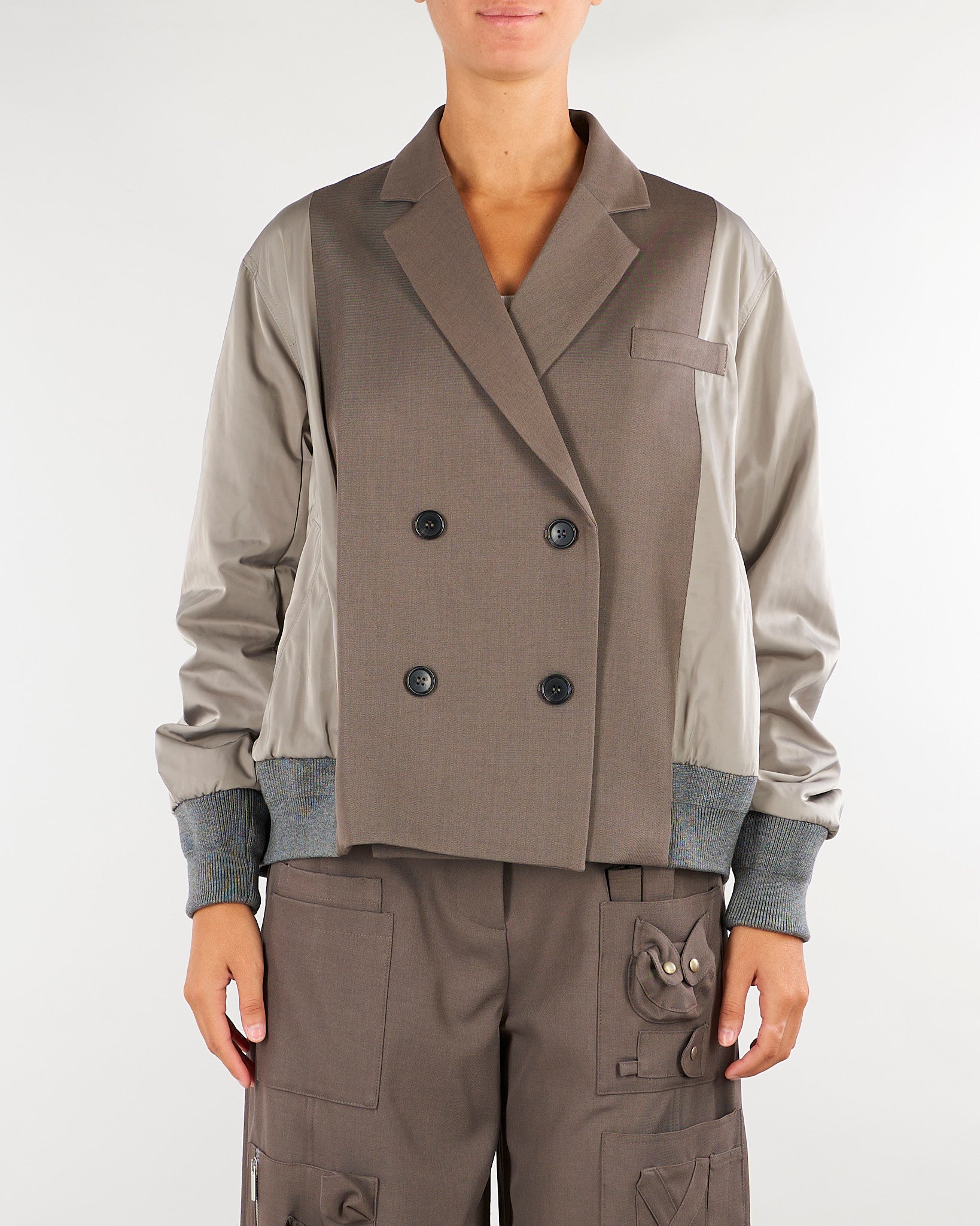 Giacca Fango Bomber Combinata doppiopetto M6FAH1 B7517 MEIMEIJ 