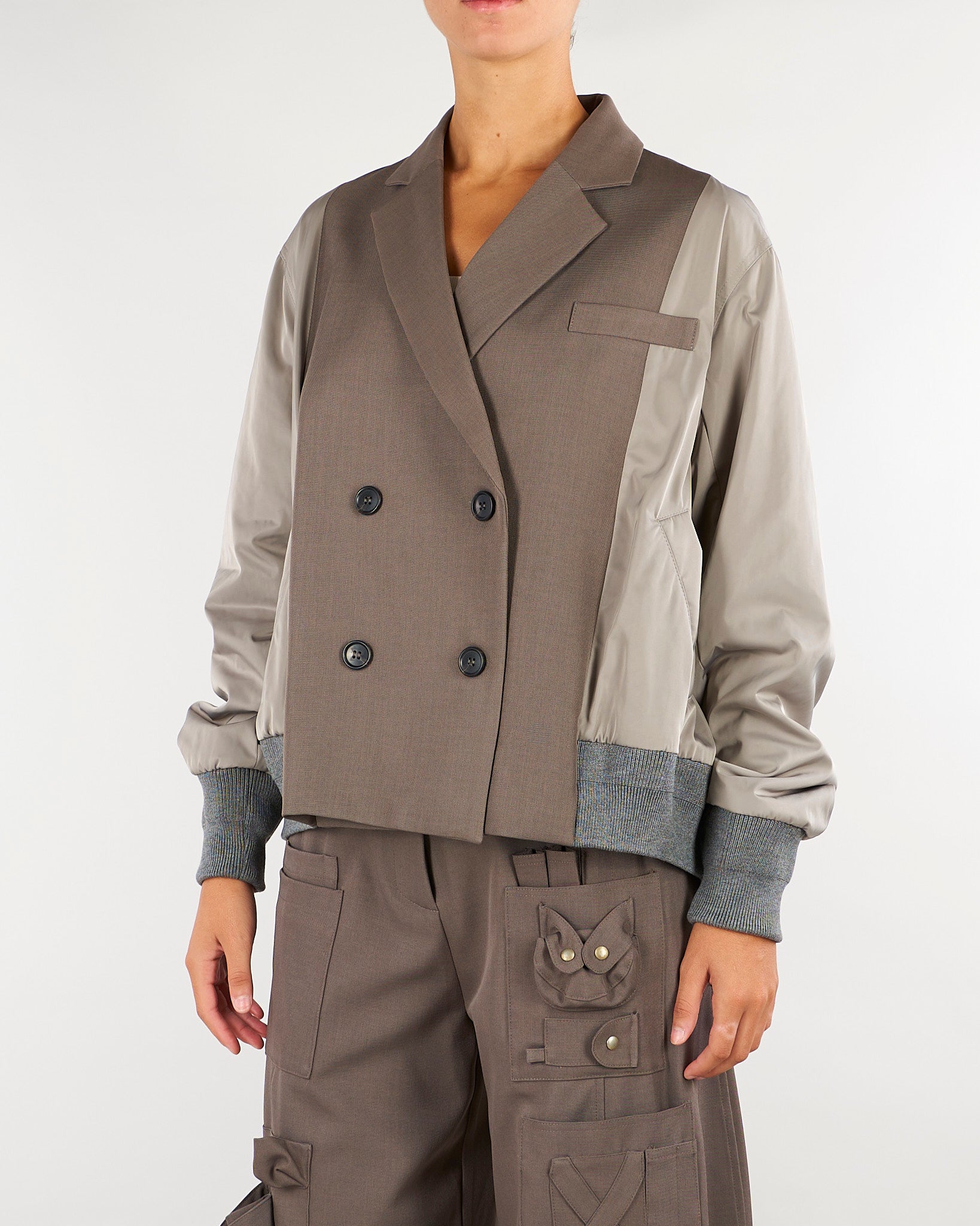 Giacca Fango Bomber Combinata doppiopetto M6FAH1 B7517 MEIMEIJ 