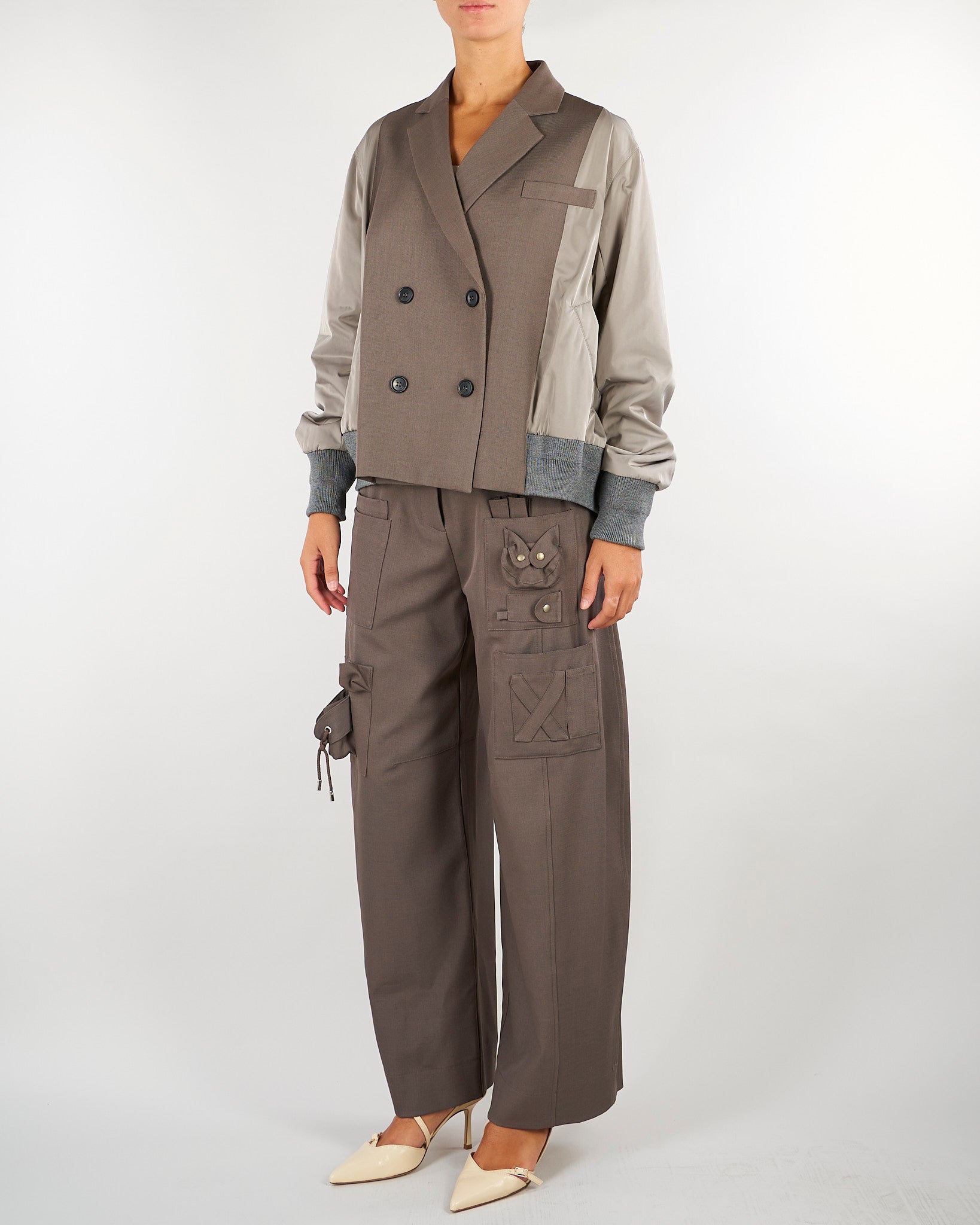 Giacca Fango Bomber Combinata doppiopetto M6FAH1 B7517 MEIMEIJ 