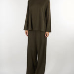 Pantalone Verde a gamba dritta con elastico M6FB30 464 MEIMEIJ 