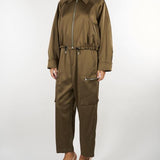 Pantalone Verde cargo in raso stretch con tasche a toppa M6FF00 449 MEIMEIJ 