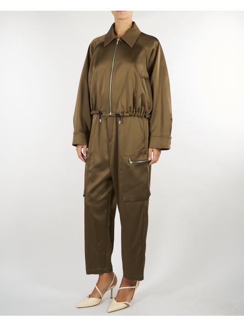 Pantalone Verde cargo in raso stretch con tasche a toppa M6FF00 449 MEIMEIJ 