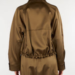 Giacca Verde con coulisse e zip in raso stretch M6FF04 449 MEIMEIJ 