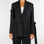 Blazer Nero sartoriale con dettaglio fiocchi M6FH11 100 MEIMEIJ 