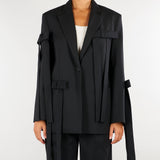 Blazer Nero sartoriale con dettaglio fiocchi M6FH11 100 MEIMEIJ 