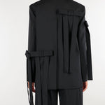 Blazer Nero sartoriale con dettaglio fiocchi M6FH11 100 MEIMEIJ 